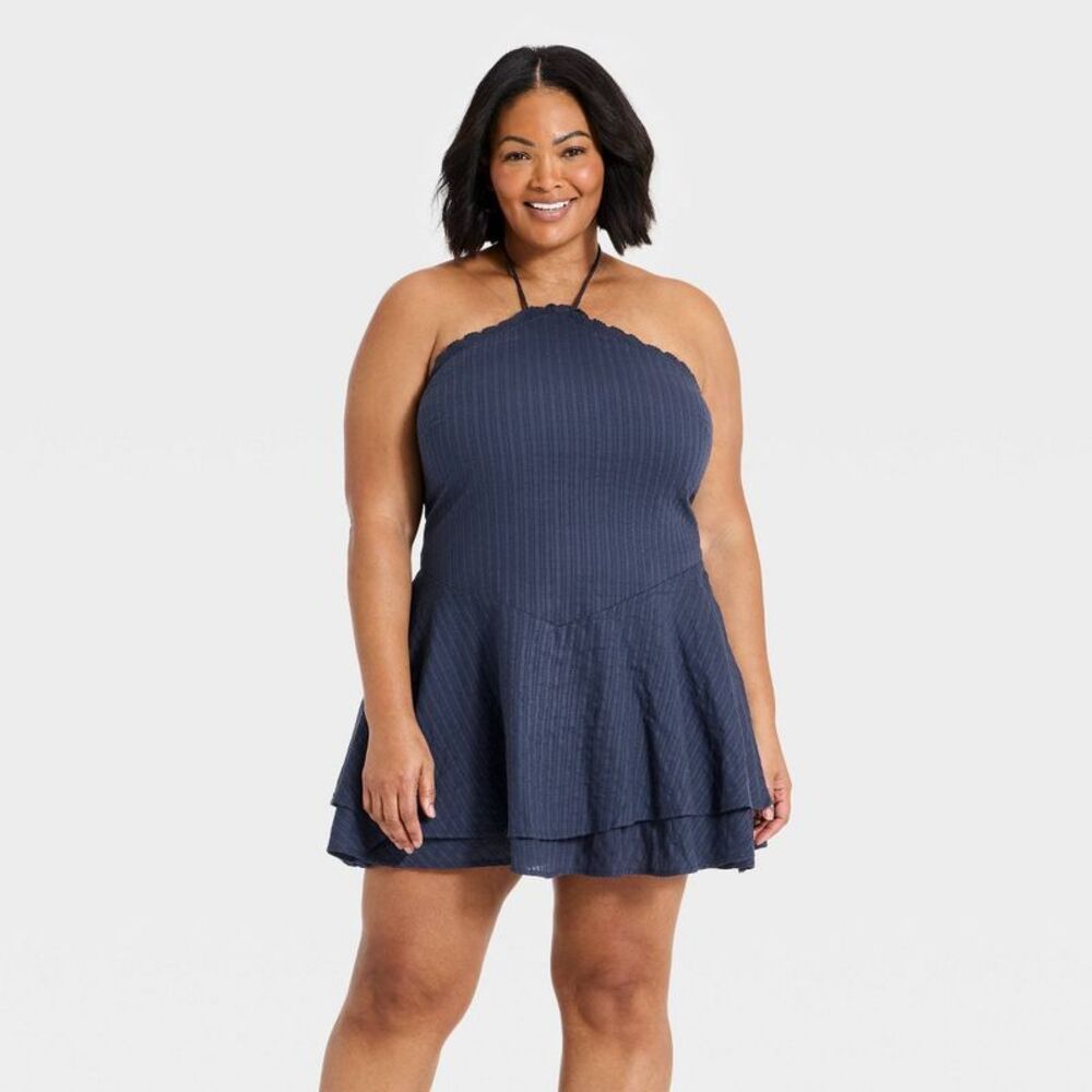 Women's Back Tie Mini Sundress - Universal Thread Navy Blue XXL